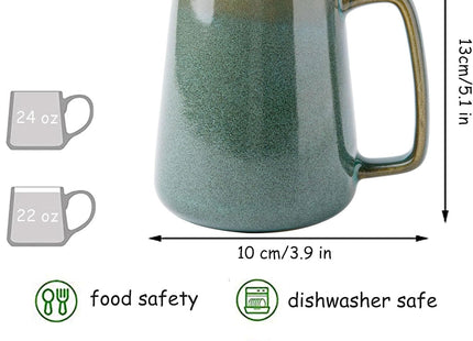 Cteahrow Large 24oz/700ml Ceramic Coffee Mug with Handle – Green