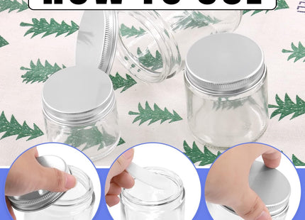 Glarks 10 and 12 Pack Glass Cosmetic Jars – 2oz, 4oz & 8oz Refillable Containers with Lids
