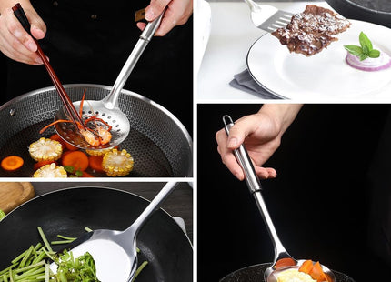 4-Piece Stainless Steel Kitchen Utensil Set – Cooking Spoon, Ladle, Skimmer & Turner