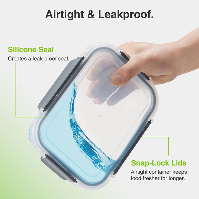 VonShef 5-Piece Glass Food Container Set – 1L Meal Prep Boxes