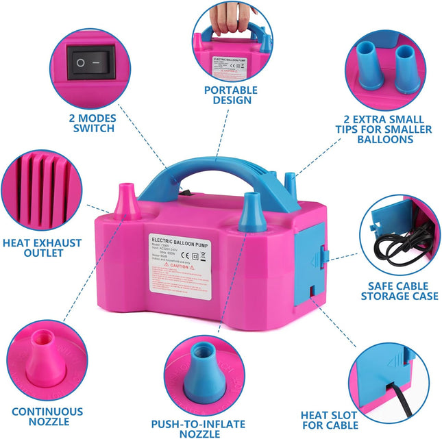 Electric Balloon Pump – Dual Nozzle 600W Balloon Inflator