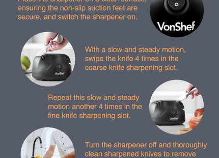 VonShef Electric Knife Sharpener – Scissor Sharpener with Screwdriver Groove