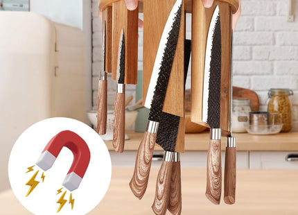 Uniharpa Wooden Semi-Circular 360° Magnetic Knife Block Holder
