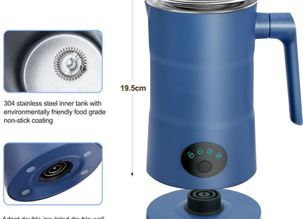 Milk Frother Electric – 4 in 1 Milk Steamer with Automatic Shut-Off – White & Blue