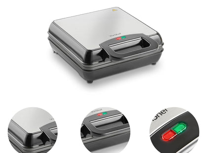 VonShef Large 4 Slice Waffle Maker – 1100W, Non-Stick Plates – Silver