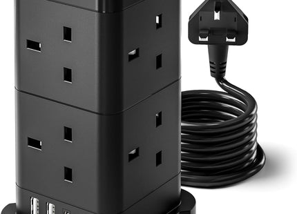 VonHaus 12-in-1 Surge Protected Tower Extension Lead – 2M Cable