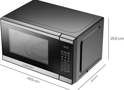 Chefman 20L 800W Microwave Oven with Mirror Finish – Digital Controls - Black
