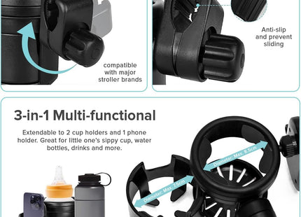 Cubble 3-in-1 Universal Cup & Phone Holder – For Prams, Bicycles & Wheelchairs
