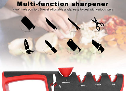 Smart Sharp 4-in-1 Knife & Scissor Sharpener – Adjustable Manual Tool for Kitchen Blades