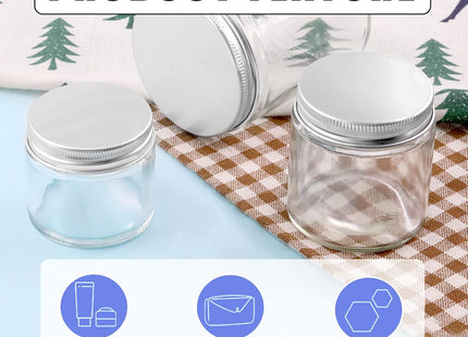 Glarks 10 and 12 Pack Glass Cosmetic Jars – 2oz, 4oz & 8oz Refillable Containers with Lids