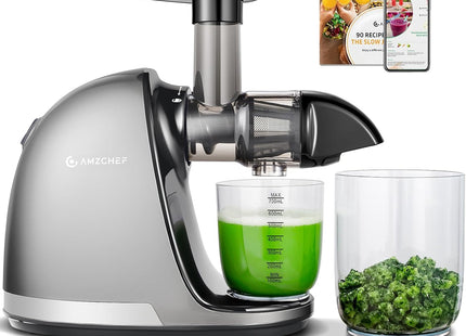 AMZCHEF Cold Press Juicer – Slow Masticating Juicer for Fruits & Vegetables – Grey