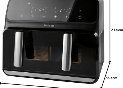 Salter Fuzion Dual Air Fryer – 8L XL Capacity with Removable Divider, 1700W