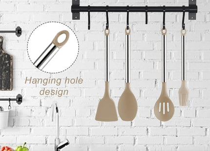 DLD 23-Piece Silicone Kitchen Utensils Set – Stainless Steel Handles – Beige