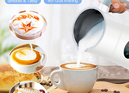 Milk Frother Electric – 4 in 1 Milk Steamer with Automatic Shut-Off – White & Blue