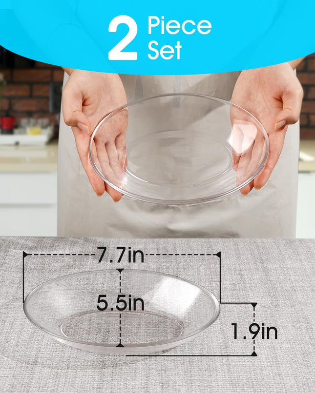 NUTRIUPS 2 Pack Small Tempered Glass Serving Plates – 7.7 x 5.5in Oval Dinner Plates