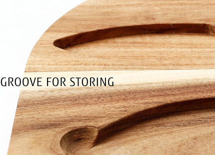 hecef Acacia Wood Cheese Board Set – Marble Tray with Stainless Steel Knife