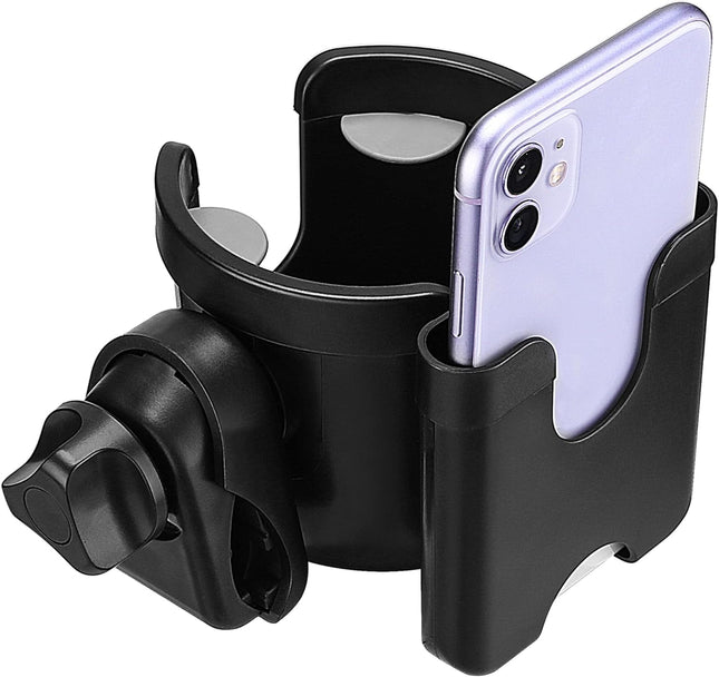 Universal Pushchair/Pram Cup Holder with Phone Storage - Black
