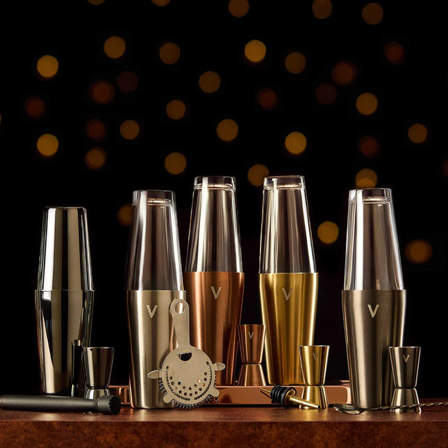 VonShef 6-Piece Boston Cocktail Shaker Set – 550ml Stainless Steel