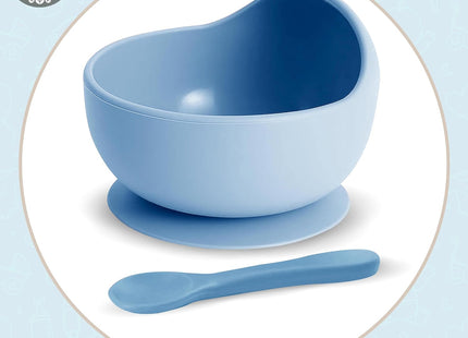 Xabono Baby Suction Plate & Spoon Set – Light Blue