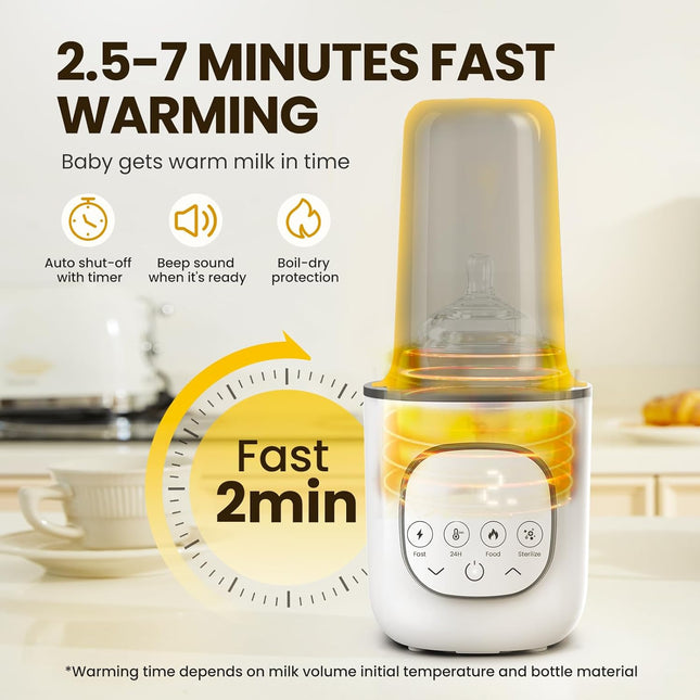 Fermometer Baby Bottle Warmer – 8-in-1 Fast Heating & Steriliser with Timer
