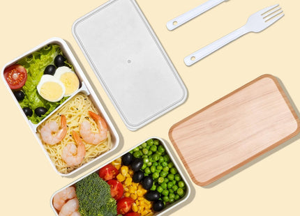TOPESCT Bento Box for Adults – 1400ML Two-Tier Lunchbox with Cutlery