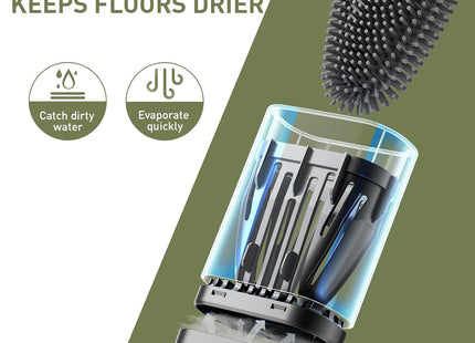 ASOBEAGE Silicone Toilet Brush with Quick-Dry Holder, Flexible Head – White