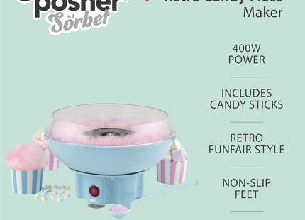 Giles & Posner EK2641 Candy Floss Maker – Retro Cotton Candy Machine, Blue