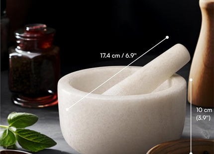 H&S Marble Mortar and Pestle Set – 18cm Stone Spice Grinder