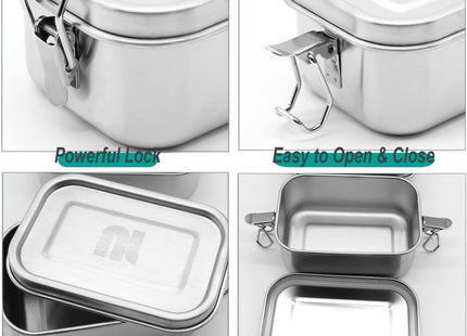 nicelock Small Stainless Steel Food Storage Containers – Set of 3 (400ml Each) | Leakproof, Reusable, Airtight Snack Boxes | Freezer, Oven & Dishwasher Safe | Plastic-Free & BPA-Free