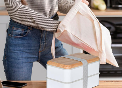 TOPESCT Bento Box for Adults – 1400ML Two-Tier Lunchbox with Cutlery