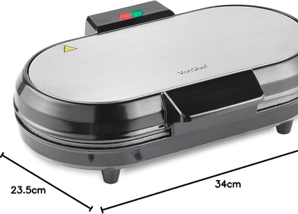 VonShef Double Waffle Maker – 1200W Waffle Machine with Non-Stick Plates