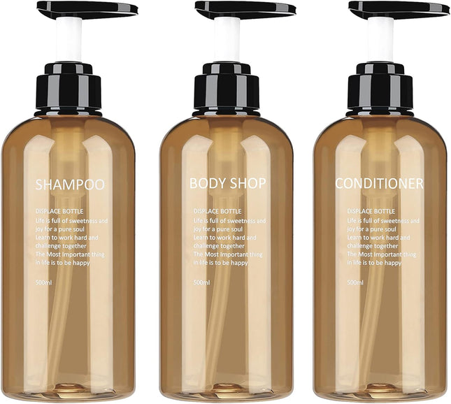 HANQIAN 3 Pack 500ml Empty Shampoo Bottles – Plastic Soap Dispensers