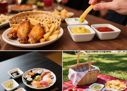 sinzau Square Plastic Dipping Bowls – 12 Pieces Small Snack Bowls