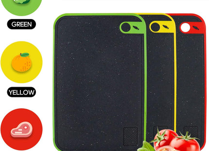BOCHION 3-Piece Colour-Coded Chopping Board Set – BPA-Free, Non-Slip Cutting Boards