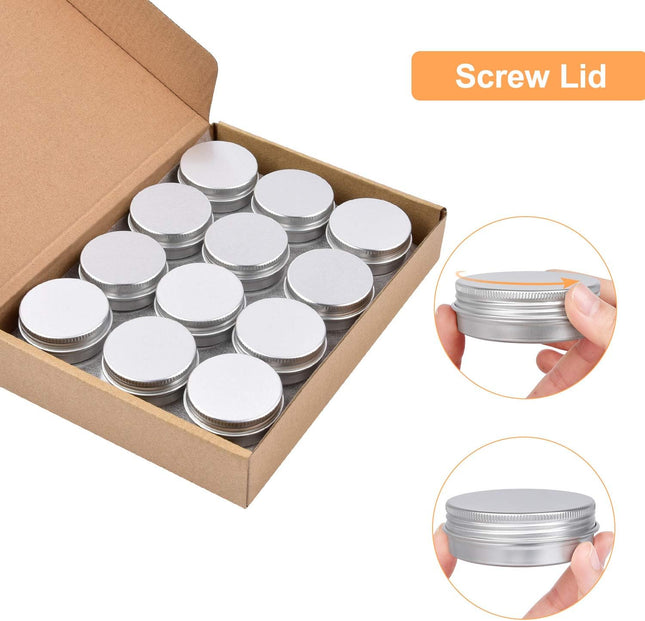 Sopito 24-Pack Aluminum Tin Containers with Screw Lids – 60ml (2oz)