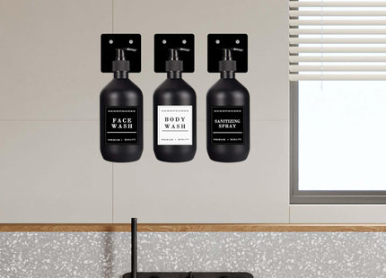 TUAKIMCE 3PC Wall Mount Soap Dispenser Set – 500ml Bottles with Labels & Racks