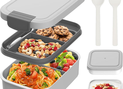 BIBURY Leakproof Bento Lunch Box – 1.9L, 4 Compartments - Grey