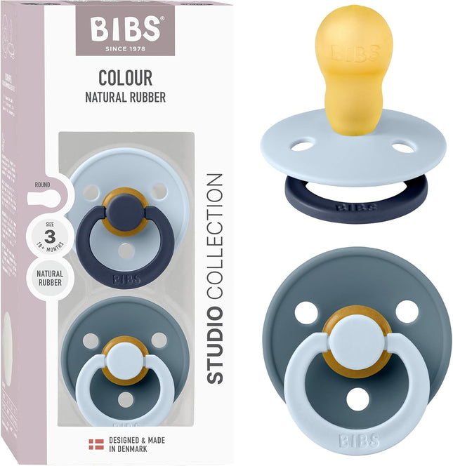 BIBS Colour Studio Soother 2 Pack Size 3 – Natural Latex Dummy 18+ Months