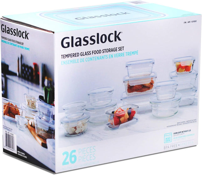 Glasslock 26 Piece Food Storage Container Set – Airtight Glass Containers
