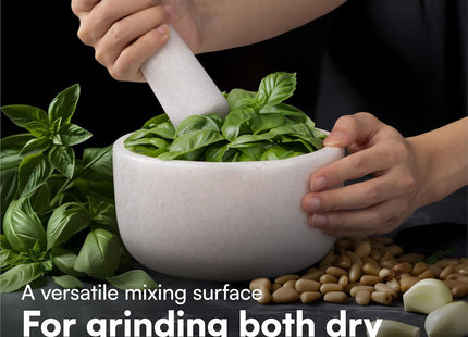 H&S Marble Mortar and Pestle Set – 18cm Stone Spice Grinder