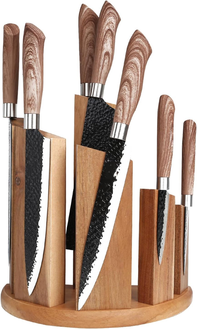 Uniharpa Wooden Semi-Circular 360° Magnetic Knife Block Holder