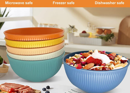 Ulrikco 7-Piece Unbreakable Plastic Bowls Set – Colorful 655ml Lightweight