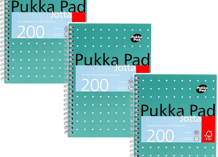 Pukka Pad A5 Metallic Jotta Notebooks – 3 Pack, 200 Pages, Green