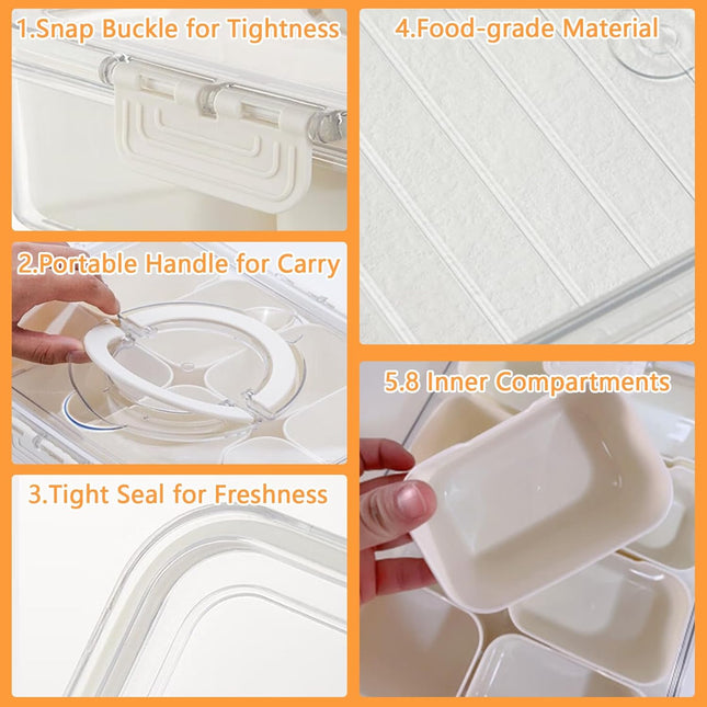 Domigard Portable Divided Serving Tray with Lid – 8 Compartment