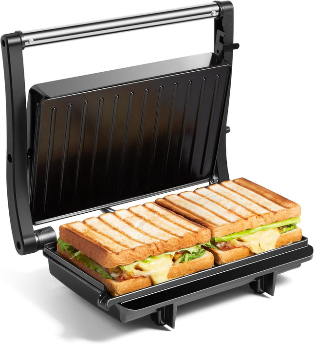 VonShef Panini Press Grill – 2 Slice Sandwich Toaster, 1000W –  Black