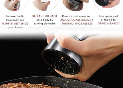 LessMo Salt & Pepper Grinder Set – 2-Piece Manual Mills with Adjustable Ceramic Grinder