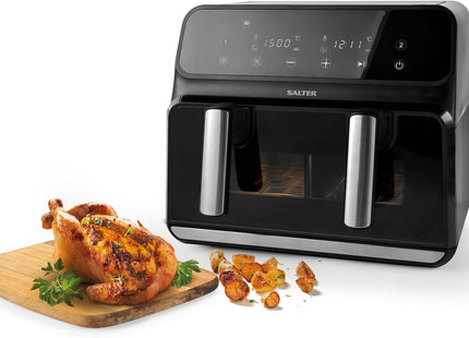 Salter Fuzion Dual Air Fryer – 8L XL Capacity with Removable Divider, 1700W