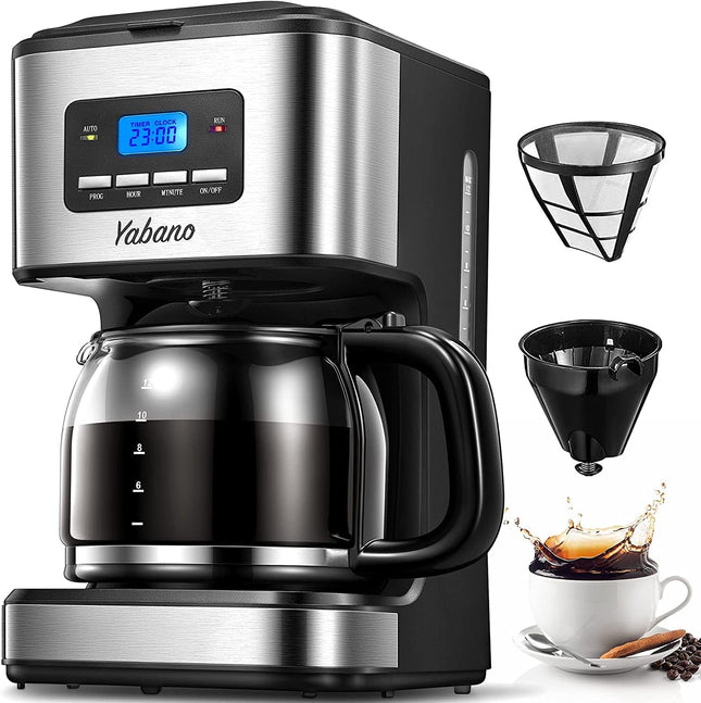 Yabano Programmable Coffee Maker – 1.5L Drip Machine with Timer