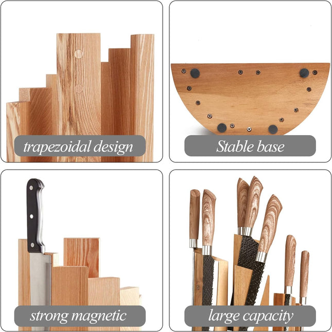 Uniharpa Wooden Semi-Circular 360° Magnetic Knife Block Holder