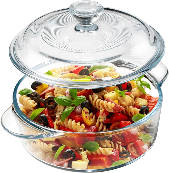 NUTRIUPS Mini Glass Casserole Dish – 1L Round Bakeware